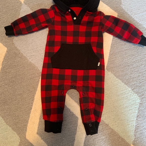Plaid playsuit with hood - Picture 5 of 5